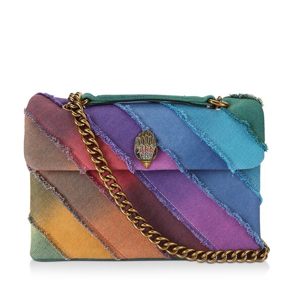 Kurt Geiger London Large Rainbow Denim Kensington Bag - Picture 1 of 7